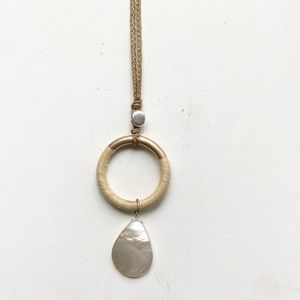 Circle shell Pendant necklace on natural cord